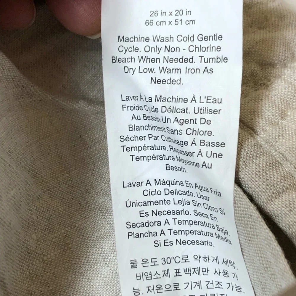 Pottery Barn Belgian Flax Floral Stitch 100% Linen, Standard, EUC, Tan